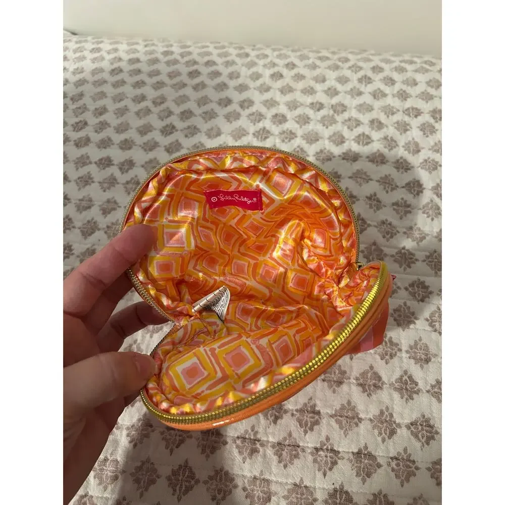 Lilly Pulitzer for Target Orange Pink Cosmetic Makeup Case Pouch Giraffeeey EUC